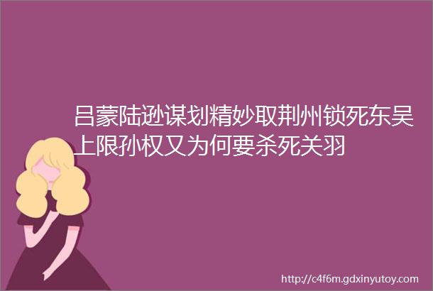 吕蒙陆逊谋划精妙取荆州锁死东吴上限孙权又为何要杀死关羽