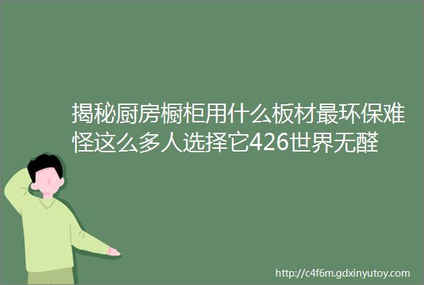 揭秘厨房橱柜用什么板材最环保难怪这么多人选择它426世界无醛日